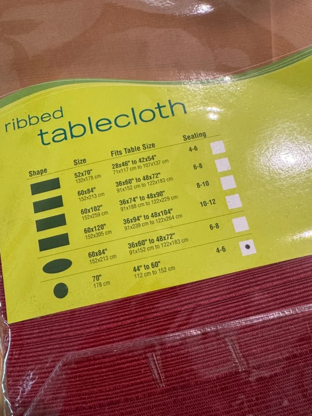 NWT - Food Network Ribbed Tablecloth in Burgundy Red - 70” Round
